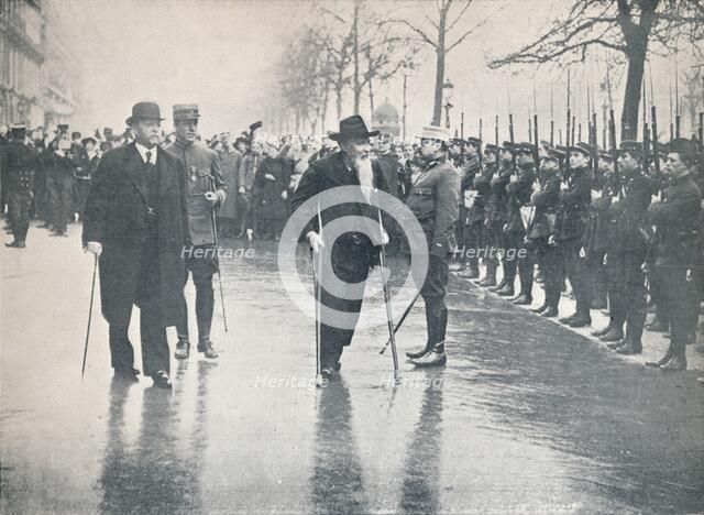 Italian veteran,General Ricciotti Garibaldi, at a review of French recruits in Paris, c1914. Artist: Unknown