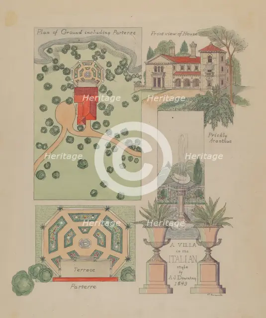 Italian Villa Design, c. 1936. Creator: Virginia Richards.