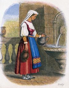 Italian Woman collecting Water 1809.Artist: W Dickes