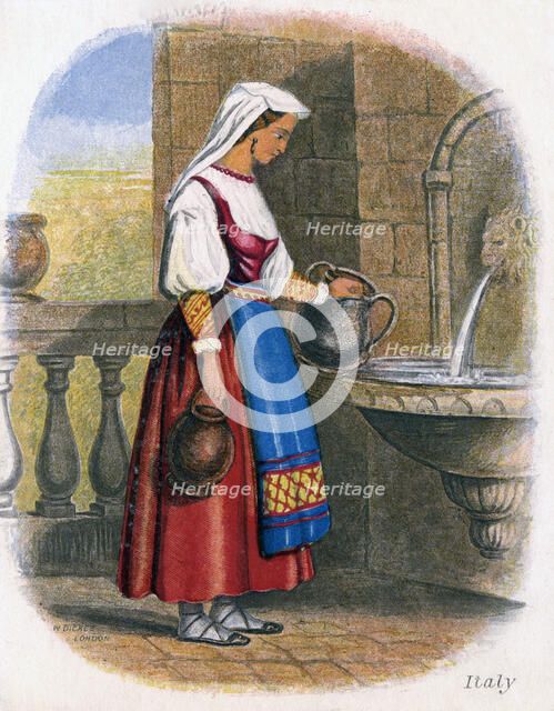 'Italian Woman collecting Water', 1809.Artist: W Dickes