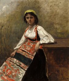 Italian Woman (La Morieri), c. 1872. Creator: Jean-Baptiste-Camille Corot