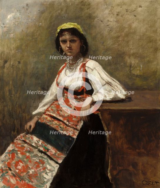 Italian Woman (La Morieri), c. 1872. Creator: Jean-Baptiste-Camille Corot.
