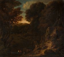 Italian Wooded Landscape with Cattle Pond, c1688-1716. Creators: Cornelis Huysmans, Jan Baptist Huysmans