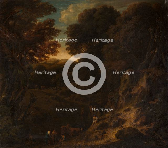 Italian Wooded Landscape with Cattle Pond, c1688-1716. Creators: Cornelis Huysmans, Jan Baptist Huysmans.