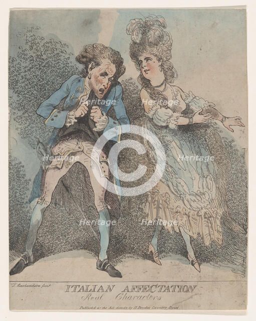 Italian Affectation, Real Characters, 1786-91., 1786-91. Creator: Thomas Rowlandson.
