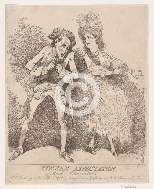 Italian Affectation, Real Characters, September 1, 1780., September 1, 1780. Creator: Thomas Rowlandson.