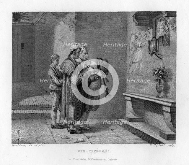 Italian bagpipers, c1833. Creator: W Hessloehl.