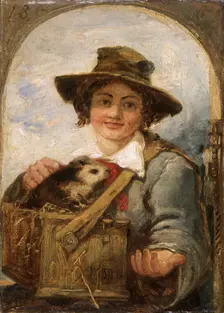Italian boy with a guinea pig 1836. Creator: William James Muller