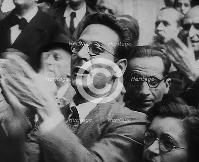 Italian Civilians Applauding a Speech About Removing the Italian Monarchy, 1943-1944. Creator: British Pathe Ltd.