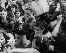 Italian Civilians Gathering Water in Naples, 1943-1944. Creator: British Pathe Ltd