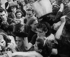 Italian Civilians Gathering Water in Naples, 1943-1944. Creator: British Pathe Ltd