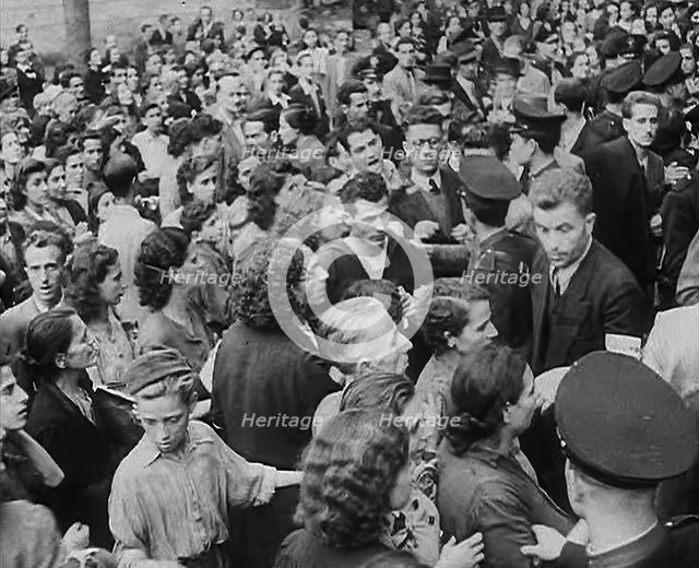Italian Civilians Jostling in a Queue for Food, 1943-1944. Creator: British Pathe Ltd.