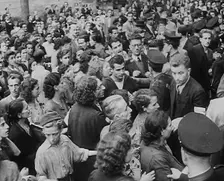 Italian Civilians Jostling in a Queue for Food, 1943-1944. Creator: British Pathe Ltd