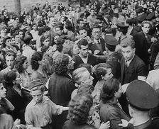 Italian Civilians Jostling in a Queue for Food, 1943-1944. Creator: British Pathe Ltd