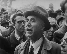 Italian Civilians Listening to a Speech About Removing the Monarchy, 1943-1944. Creator: British Pathe Ltd