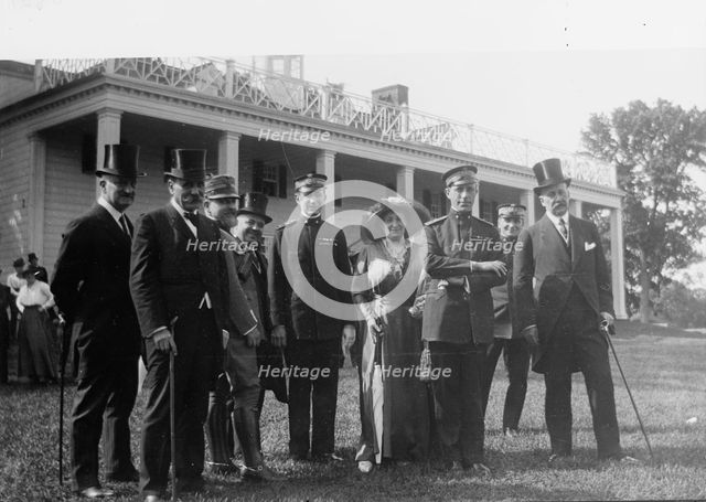 Italian Commission To U.S. - Commission at Mount Vernon. Front: Ambassador Macchi Di..., 1917. Creator: Harris & Ewing.