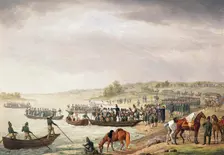 Italian Corps of Eugene de Beauharnais Crossing the Niemen on 30 June 1812, (1815). Artist: Albrecht Adam
