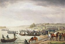 Italian Corps of Eugene de Beauharnais Crossing the Niemen on 30 June 1812, (1815). Artist: Albrecht Adam