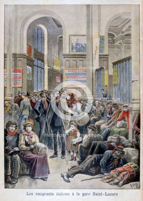 Italian emigrants at the Gare Saint-Lazare, Paris, 1896. Artist: Henri Meyer