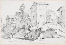 Italian Farm Buildings by a Stream, 1744/1750. Creator: Joseph-Marie Vien the Elder