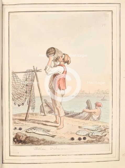 Italian Fisherman, leaf from 'A Collection of Dresses by David Allan Mostly from Nature', 1776. Creator: David Allan.