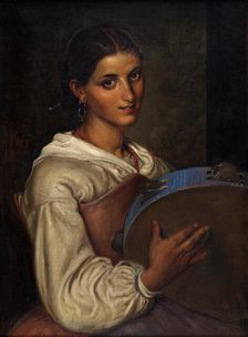 Italian girl with a blue tambourine, n.d. (after 1860). Creator: Wilhelm Marstrand