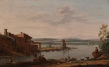 Italian harbour view, 1756. Creator: Eugene Ceceri