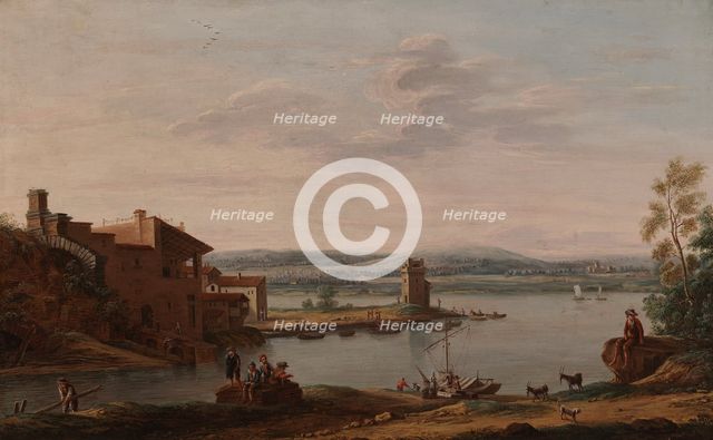 Italian harbour view, 1756. Creator: Eugene Ceceri.