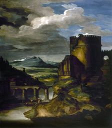 Italian landscape at the tomb, c1818. Creator: Theodore Gericault