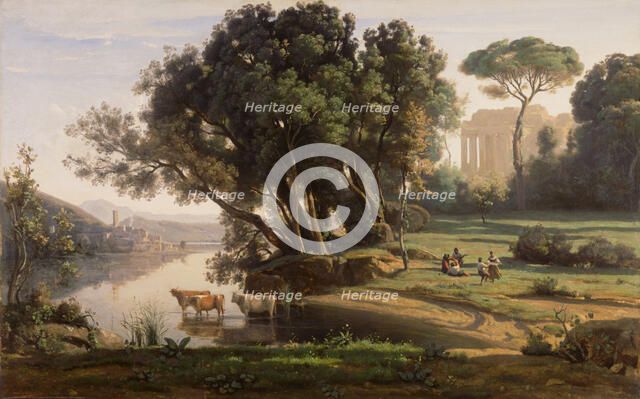 Italian Landscape (Site d'Italie, Soleil Levant), about 1835. Creator: Jean-Baptiste-Camille Corot.