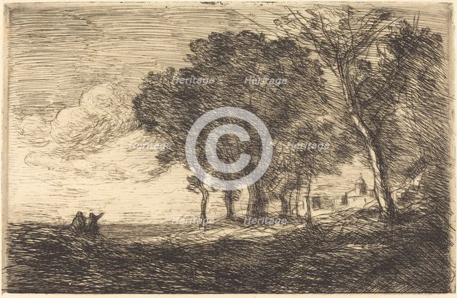 Italian Landscape (Paysage d'Italie), c. 1865. Creator: Jean-Baptiste-Camille Corot.