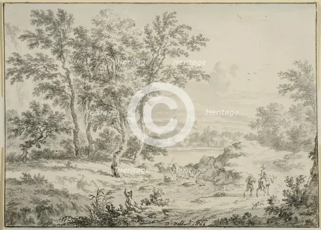 Italian landscape with two travelers. Creator: Dirck Dalens II.