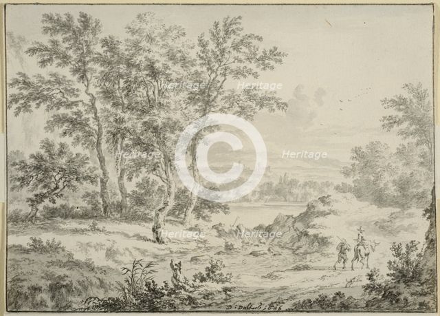 Italian landscape with two travelers. Creator: Dirck Dalens II.