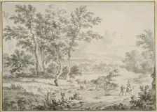 Italian landscape with two travelers. Creator: Dirck Dalens II