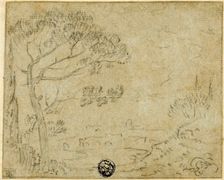 Italian Landscape with Umbrella Pine in Foreground, n.d. Creator: Richard Wilson