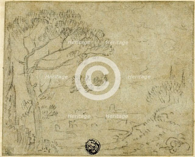 Italian Landscape with Umbrella Pine in Foreground, n.d. Creator: Richard Wilson.