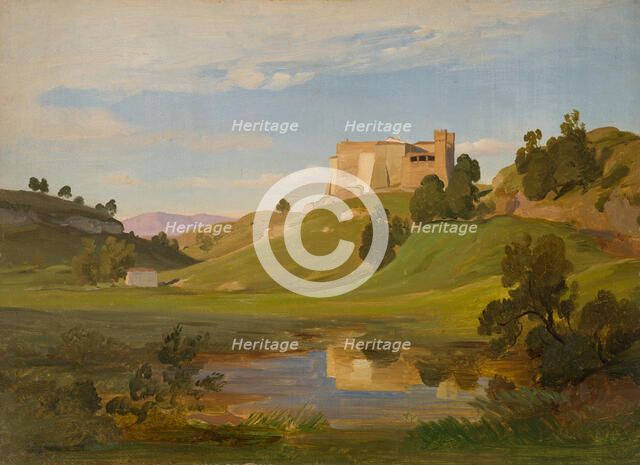 Italian Landscape with Wide Valley and Castle, c1842-1845. Creator: Eduard Wilhelm Pose.
