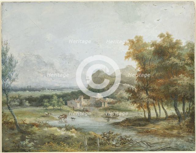 Italian Landscape with a Boating Party. Creator: Louis Gabriel Moreau.