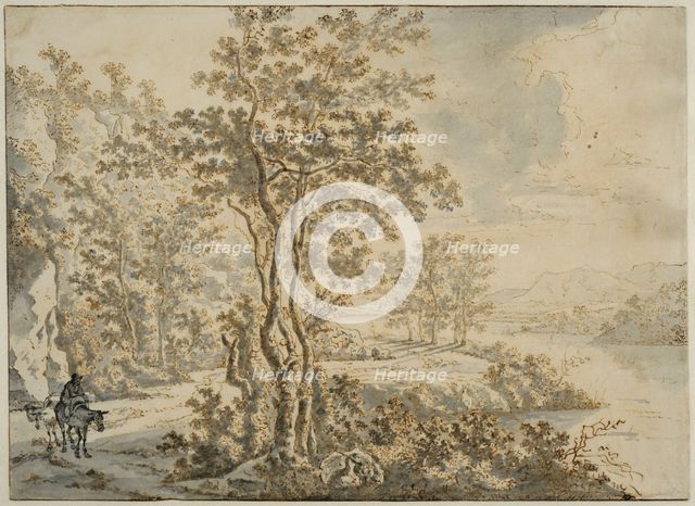 Italian landscape with a road along the river bank. Creator: Jan Dirksz Both.