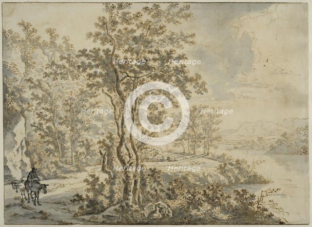 Italian landscape with a road along the river bank. Creator: Jan Dirksz Both.