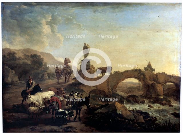'Italian landscape with a Small Bridge', 1656. Artist: Nicolaes Berchem