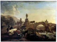 Italian landscape with a Small Bridge 1656. Artist: Nicolaes Berchem