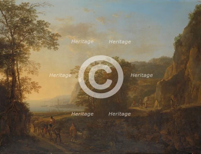 Italian Landscape with a View of a Harbour, c.1645-c.1650. Creator: Jan Dirksz Both.