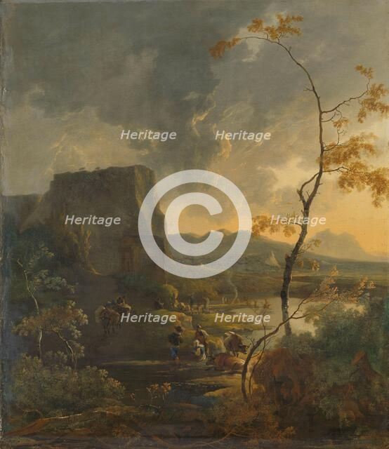 Italian Landscape with Ancient Tempietto, c.1649-c.1673. Creator: Adam Pynacker.