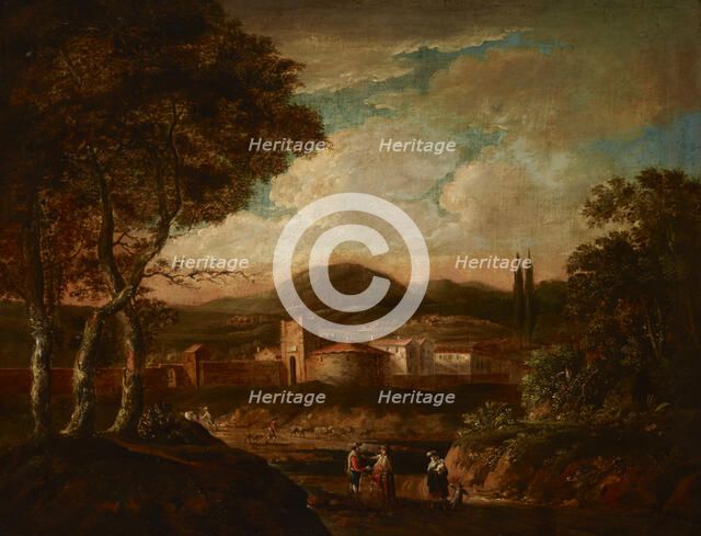 Italian Landscape with City Walls, 1st half of 18th century. Creator: Unknown.
