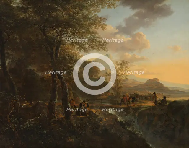 Italian Landscape with Draftsman, c. 1650. Artist: Both, Jan Dirksz (ca 1618-1652)