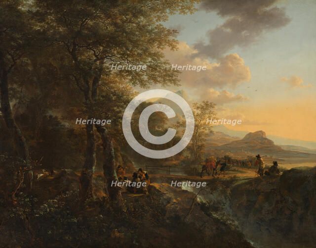 Italian Landscape with Draftsman, c. 1650. Artist: Both, Jan Dirksz (ca 1618-1652)