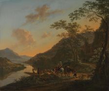 Italian Landscape with Ferry, c.1650-1652. Creator: Jan Dirksz Both