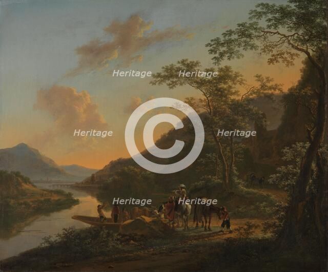 Italian Landscape with Ferry, c.1650-1652. Creator: Jan Dirksz Both.