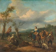 Italian Landscape with Figures, 1650-1674. Creator: Johannes Lingelbach